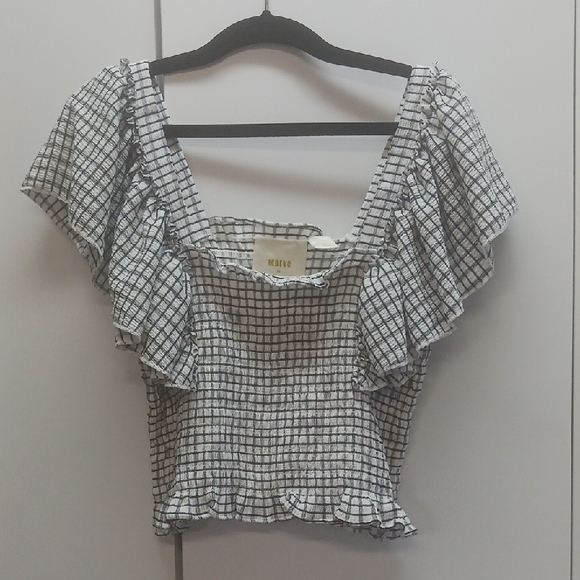 Maeve Black and White Checkered Blouse - Picture 1 of 2